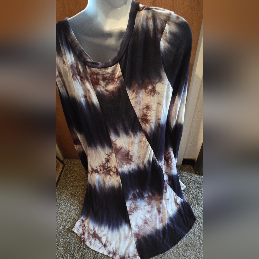 Body Central Navy&Cream Tie-Dye Tunic SzL - Picture 6 of 6